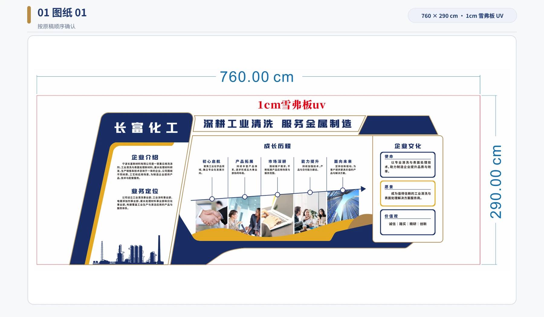 长富化工企业文化墙设计与制作确认方案,设计与制作确认稿 · 非完工实拍